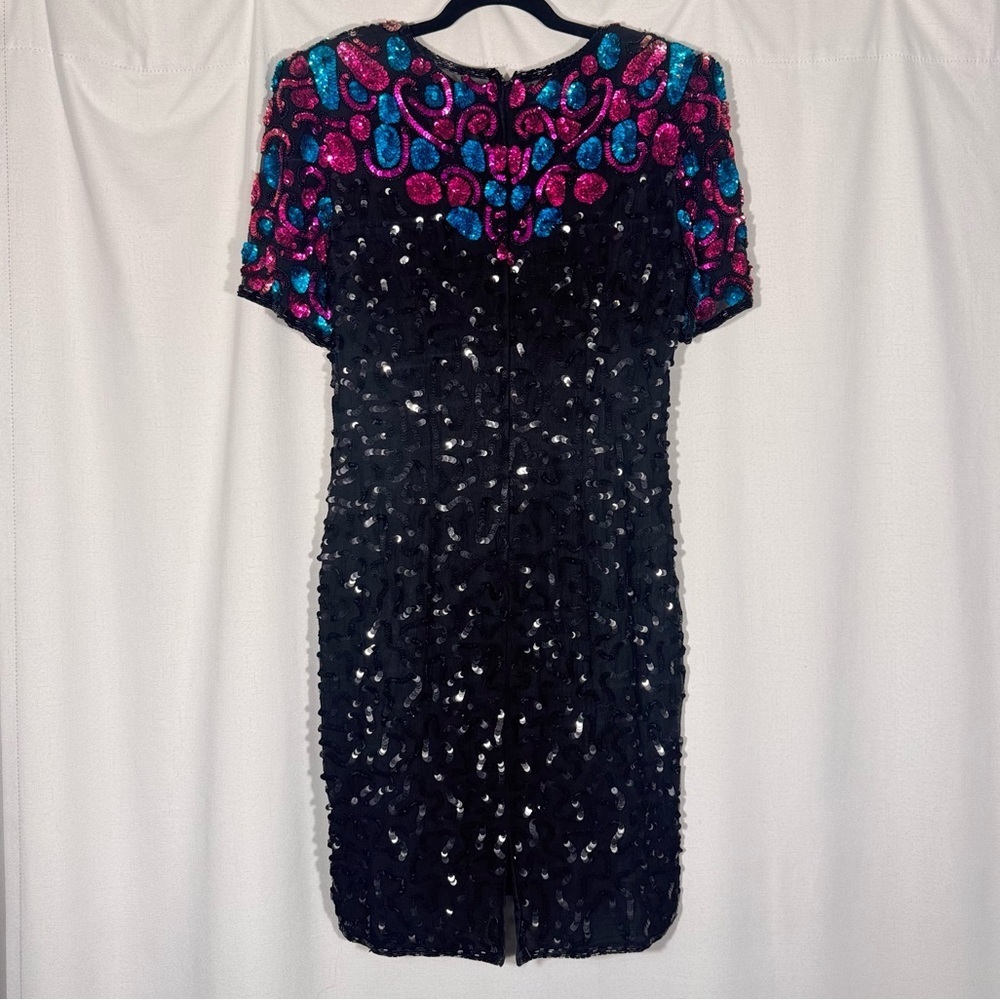 Vintage Sténay 100% Silk Beaded Sequin Cocktail Dress - Picture 3 of 8
